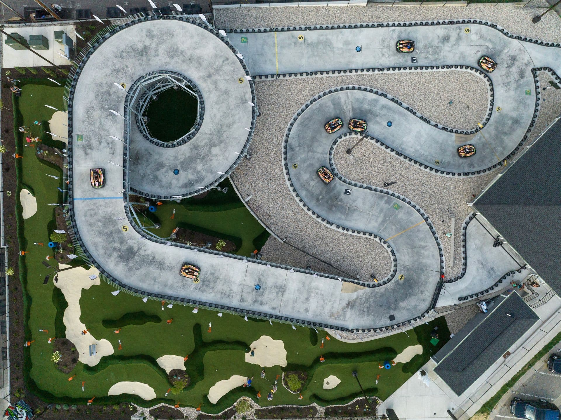 Aerial view of YetiYard adventure park